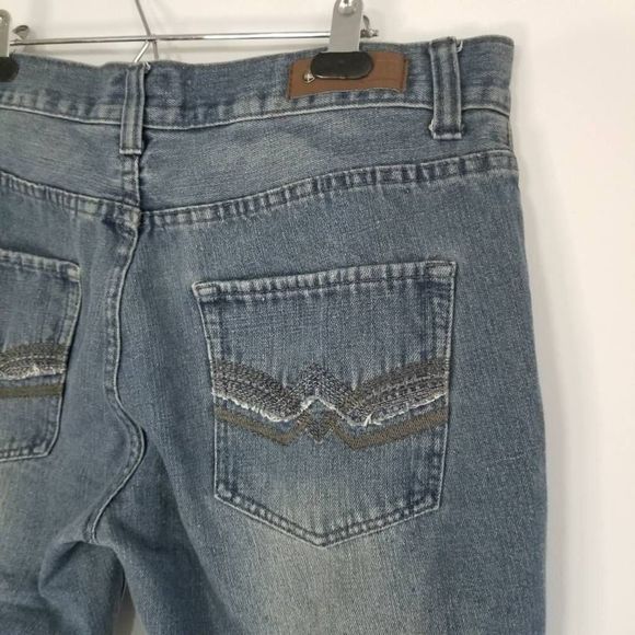 Premium One Touch Brand Mens Jean Shorts Blue Whiskered Pockets Flat Front 34 - Picture 4 of 11